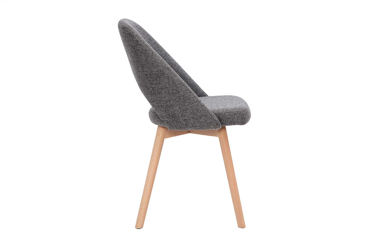 Chaises scandinaves en tissu effet velours textur gris et bois clair (lot de 2) COSETTE