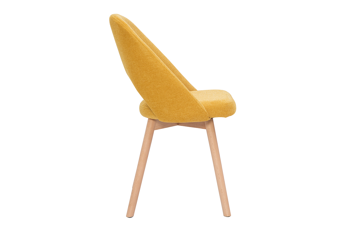 Chaises scandinaves en tissu effet velours textur jaune moutarde et bois clair (lot de 2) COSETTE