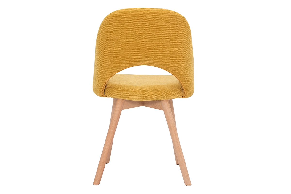 Chaises scandinaves en tissu effet velours textur jaune moutarde et bois clair (lot de 2) COSETTE