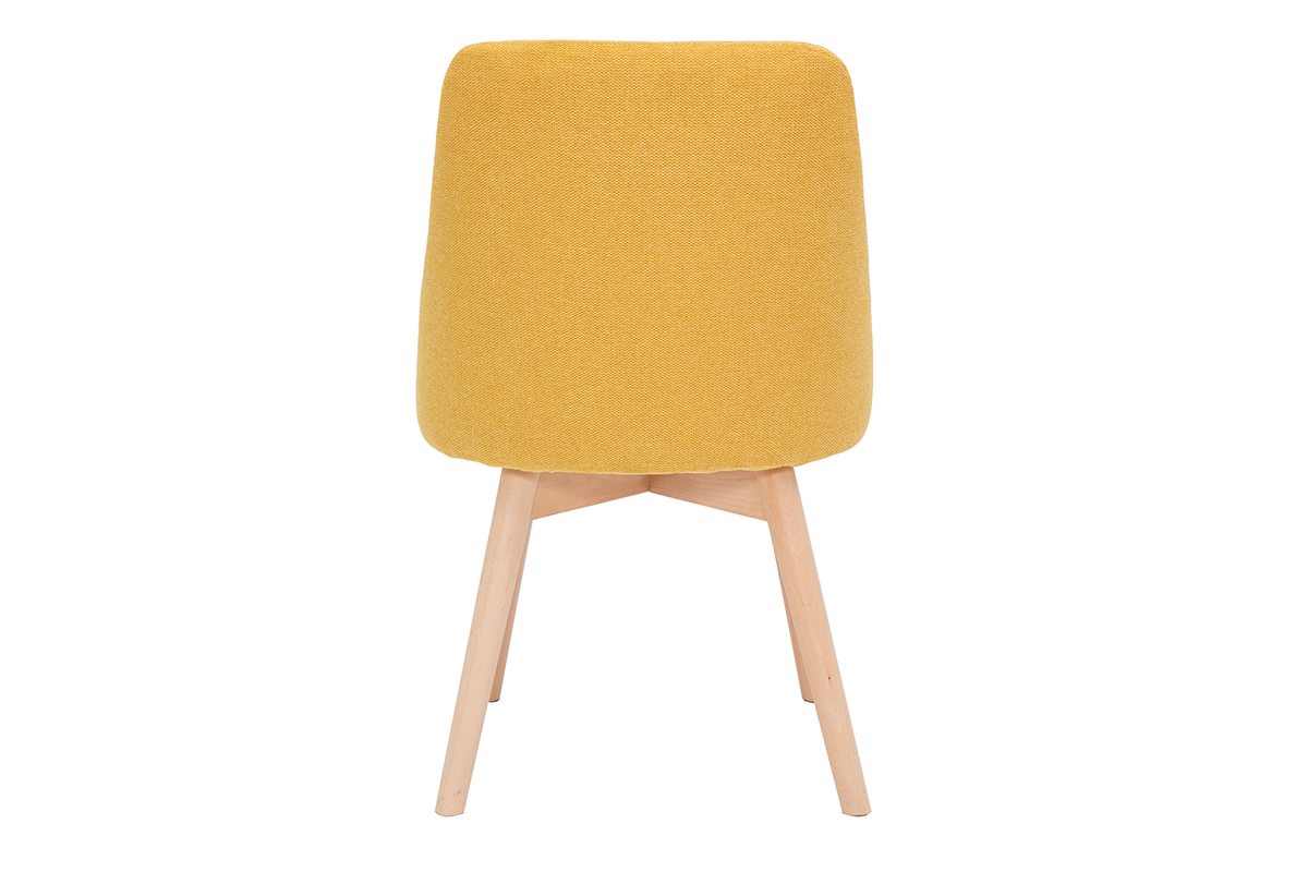 Chaises scandinaves en tissu effet velours textur jaune moutarde et bois clair (lot de 2) HIGGINS