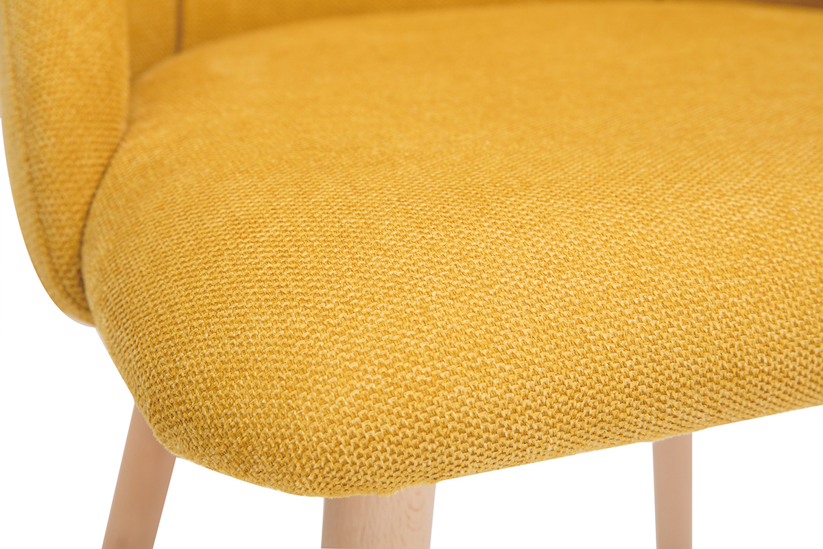 Chaises scandinaves en tissu effet velours textur jaune moutarde et bois clair (lot de 2) HIGGINS