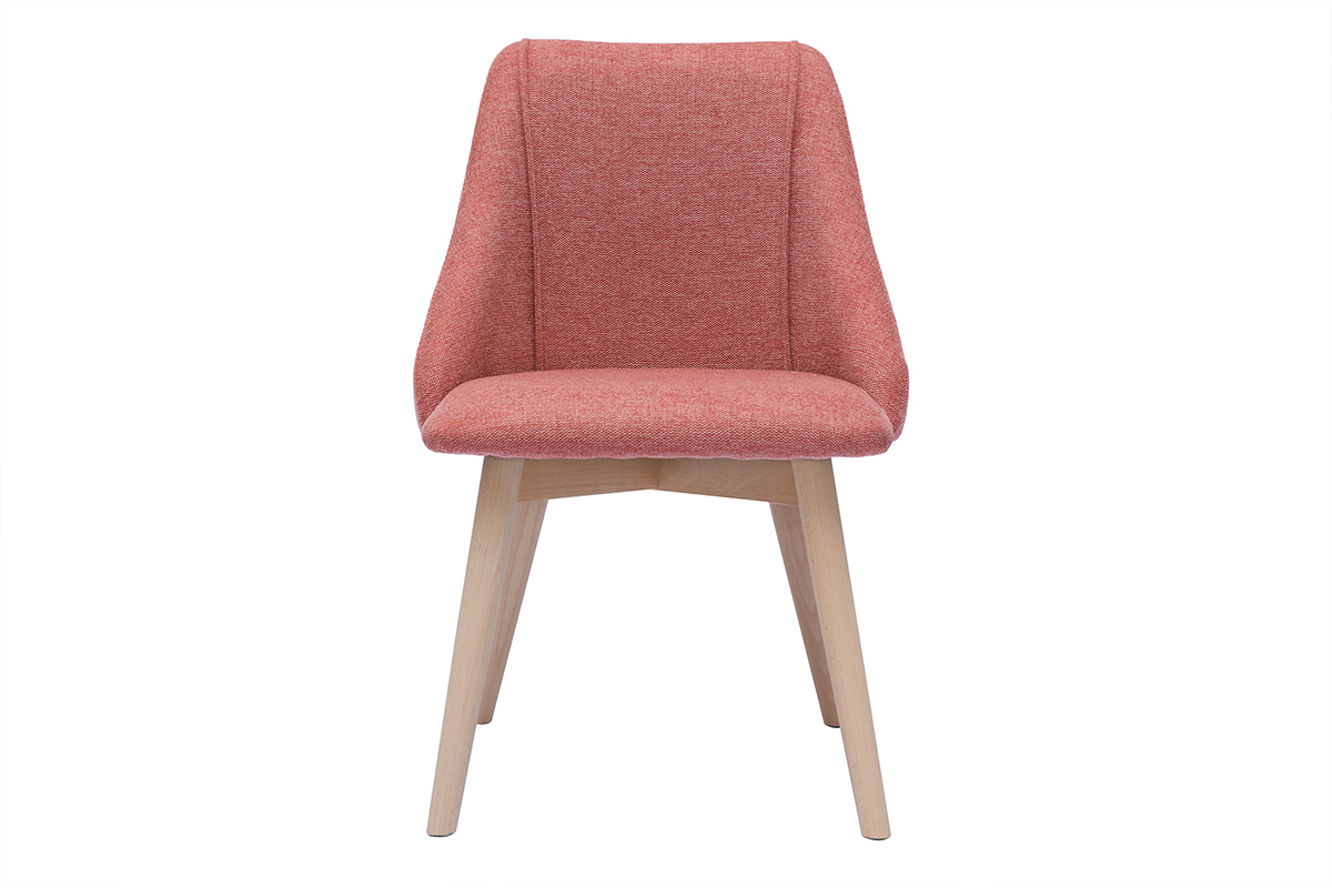 Chaises scandinaves en tissu effet velours textur terracotta et bois clair (lot de 2) HIGGINS