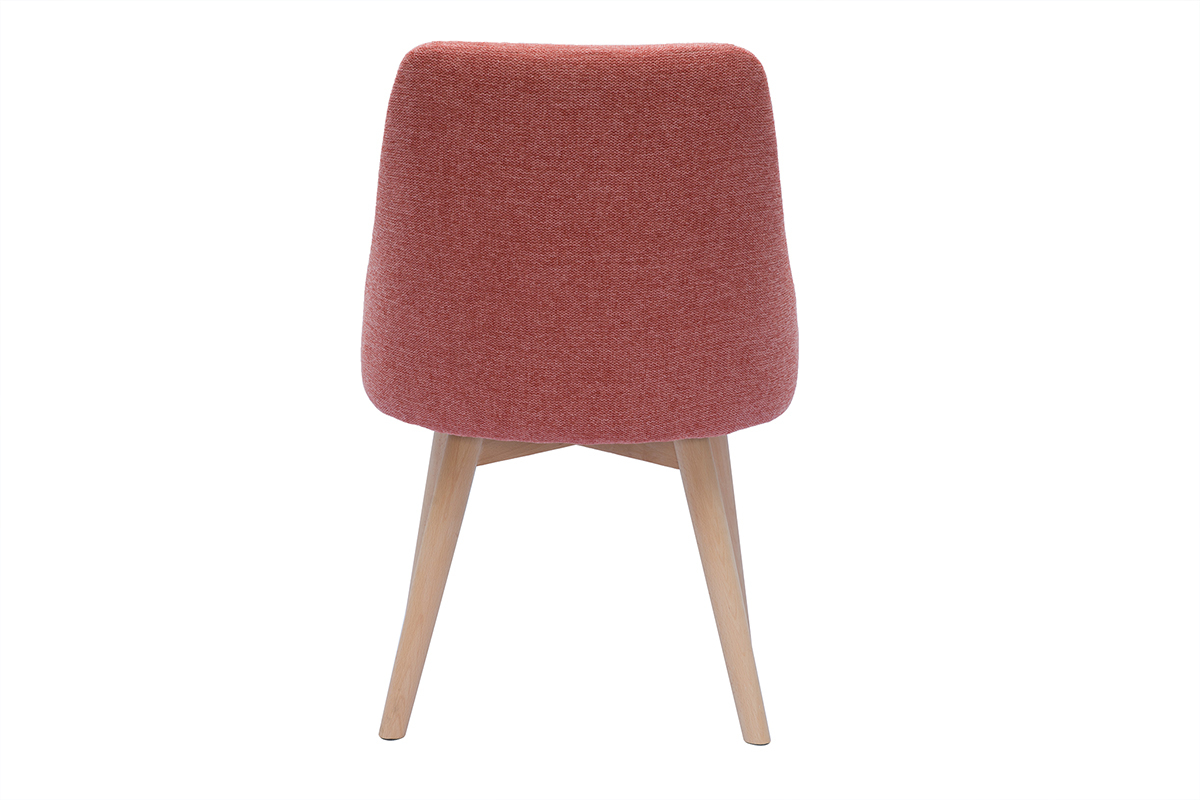 Chaises scandinaves en tissu effet velours textur terracotta et bois clair (lot de 2) HIGGINS