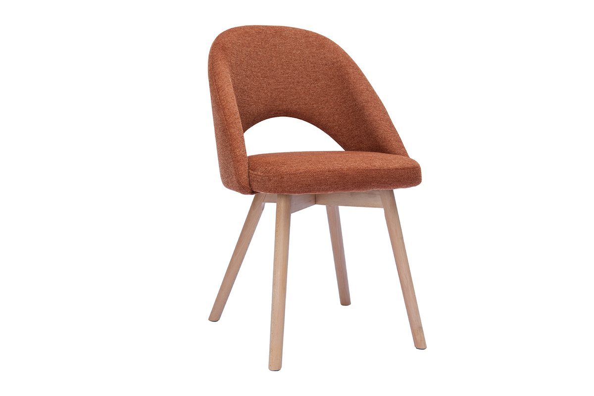 Chaises scandinaves en tissu effet velours textur terre brle et bois clair (lot de 2) COSETTE