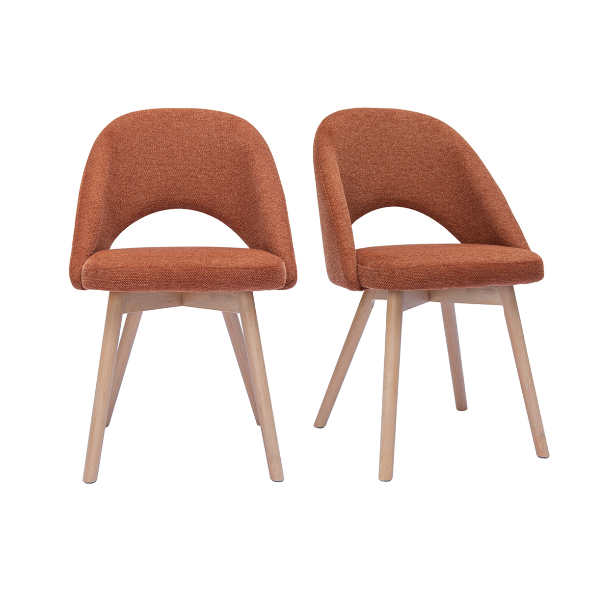 Chaises scandinaves en tissu effet velours texturé terre brûlée et bois clair (lot de 2) COSETTE