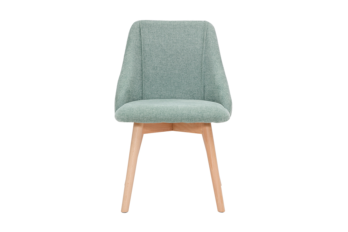 Chaises scandinaves en tissu effet velours textur vert cladon et bois clair (lot de 2) HIGGINS