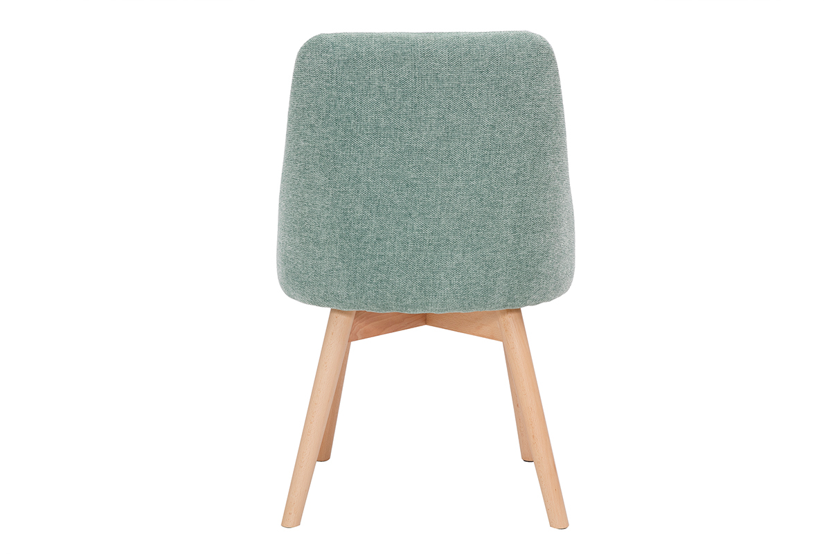 Chaises scandinaves en tissu effet velours textur vert cladon et bois clair (lot de 2) HIGGINS