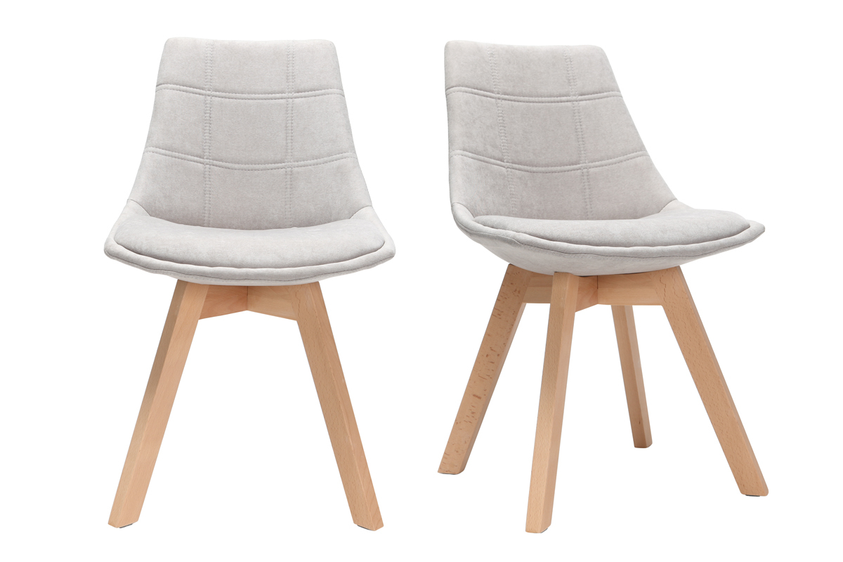 Chaises scandinaves en tissu gris clair et bois (lot de 2) MATILDE