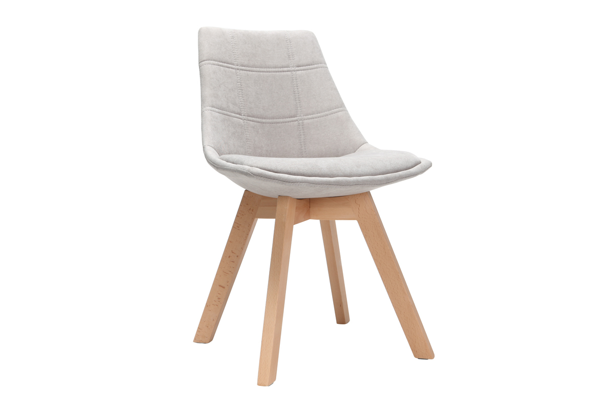 Chaises scandinaves en tissu gris clair et bois (lot de 2) MATILDE