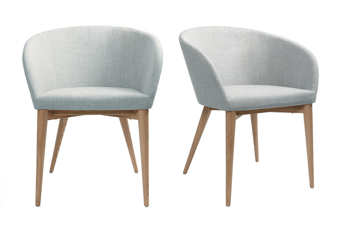 Chaises scandinaves en tissu gris clair et bois clair (lot de 2) DALIA