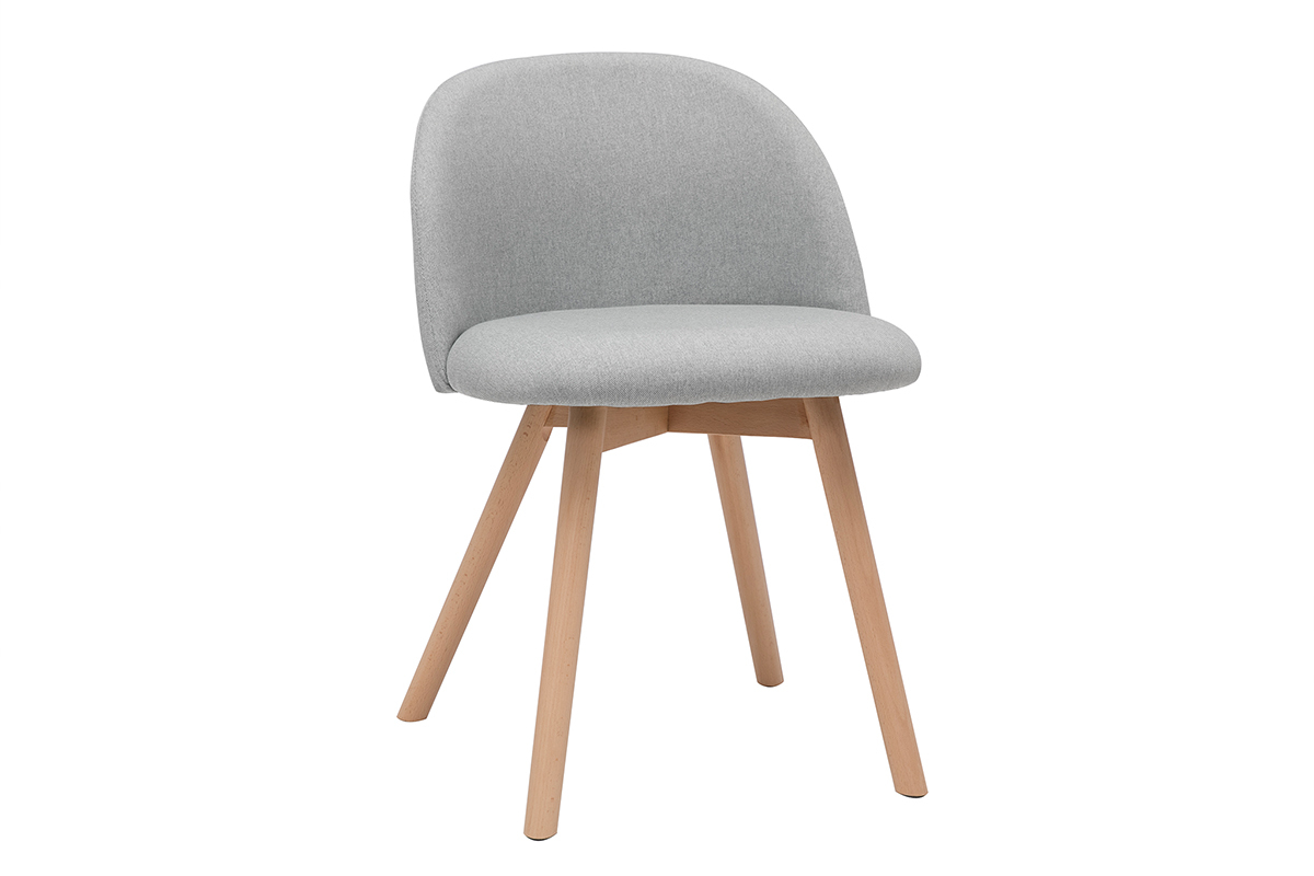 Chaises scandinaves en tissu gris clair et bois clair massif (lot de 2) CELESTE