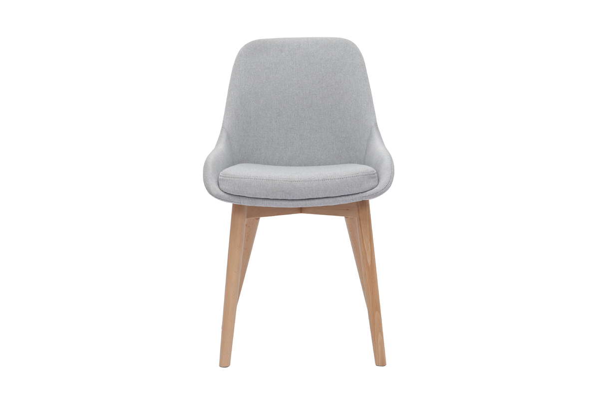 Chaises scandinaves en tissu gris clair et bois clair massif (lot de 2) HOLO