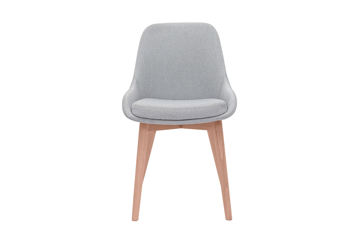 Chaises scandinaves en tissu gris clair et bois clair massif (lot de 2) HOLO