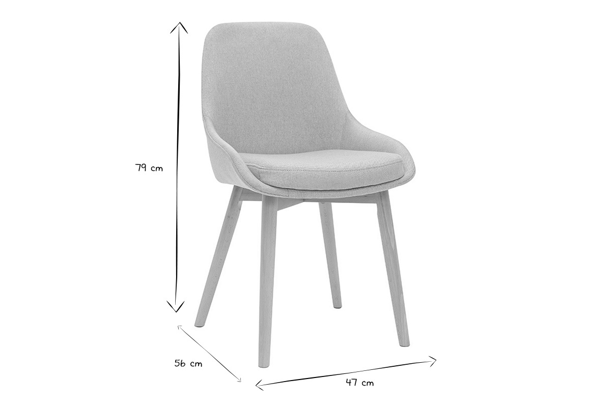 Chaises scandinaves en tissu gris clair et bois clair massif (lot de 2) HOLO