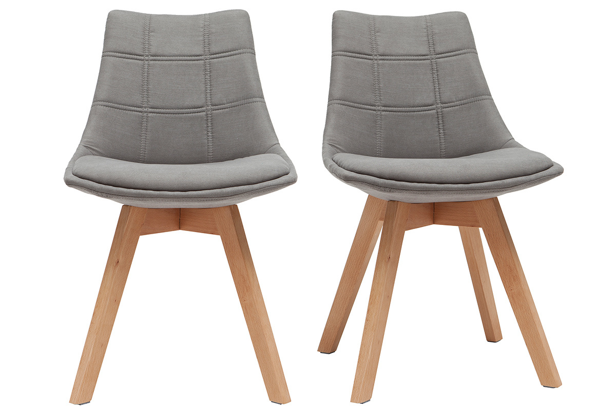 Chaises scandinaves en tissu gris et bois clair (lot de 2) MATILDE