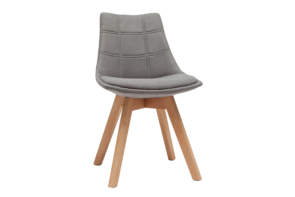 Chaises scandinaves en tissu gris et bois clair (lot de 2) MATILDE