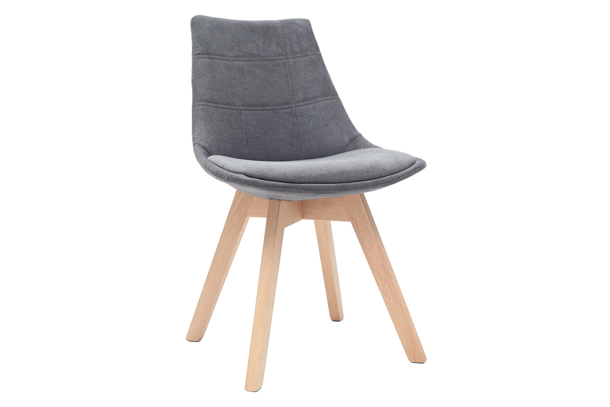 Chaises scandinaves en tissu gris fonc et bois clair (lot de 2) MATILDE