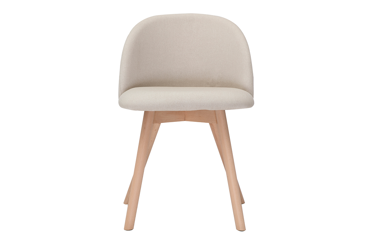 Chaises scandinaves en tissu naturel et bois clair massif (lot de 2) CELESTE