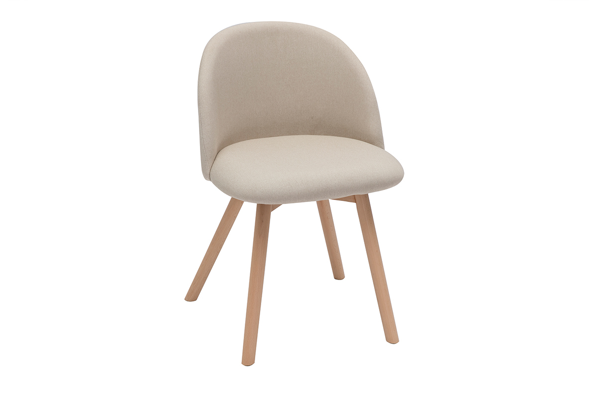 Chaises scandinaves en tissu naturel et bois clair massif (lot de 2) CELESTE