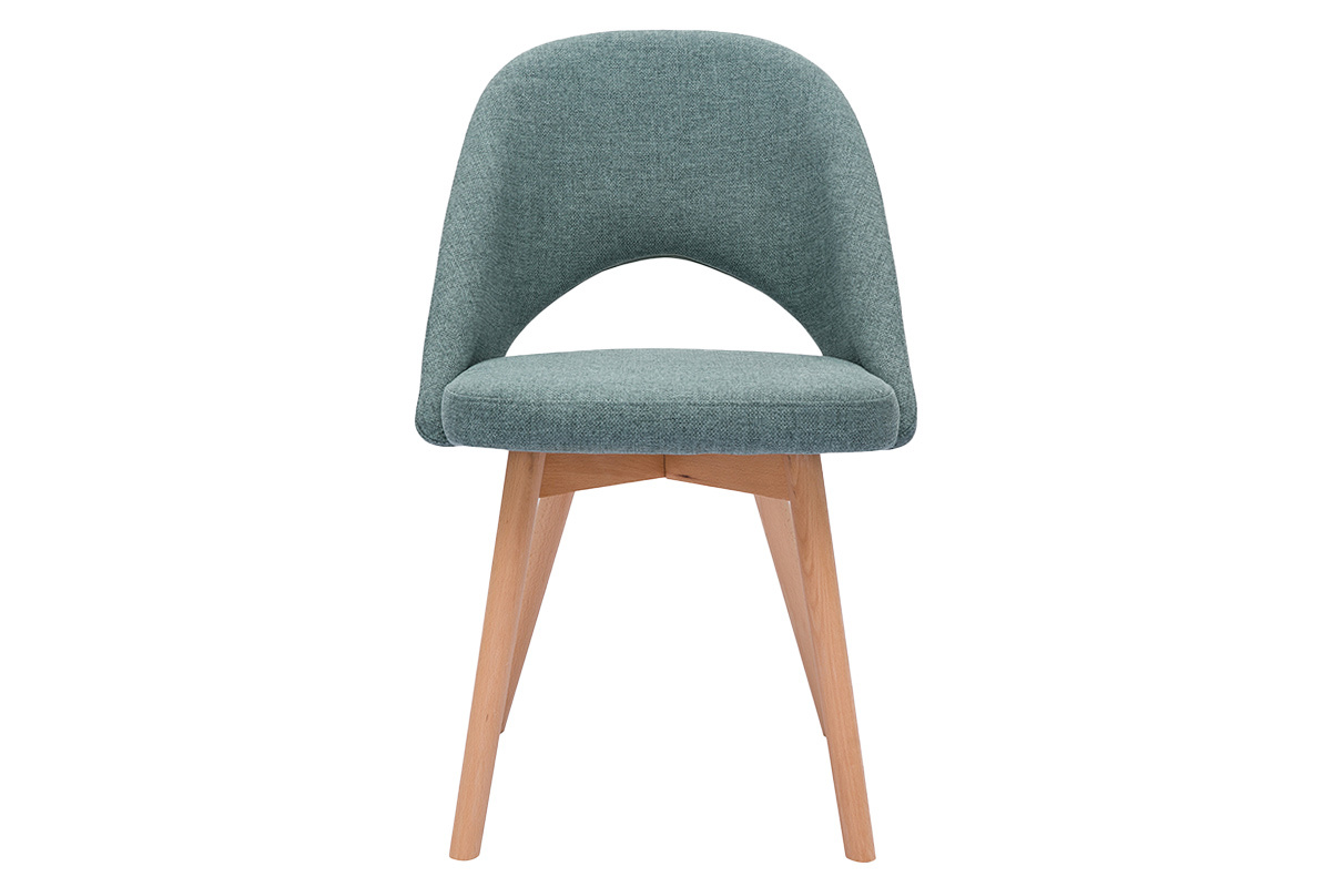 Chaises scandinaves en tissu vert de gris et bois clair (lot de 2) COSETTE