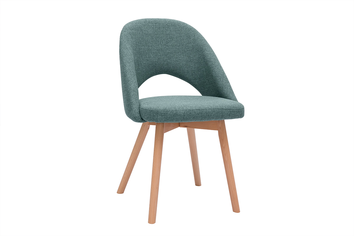 Chaises scandinaves en tissu vert de gris et bois clair (lot de 2) COSETTE