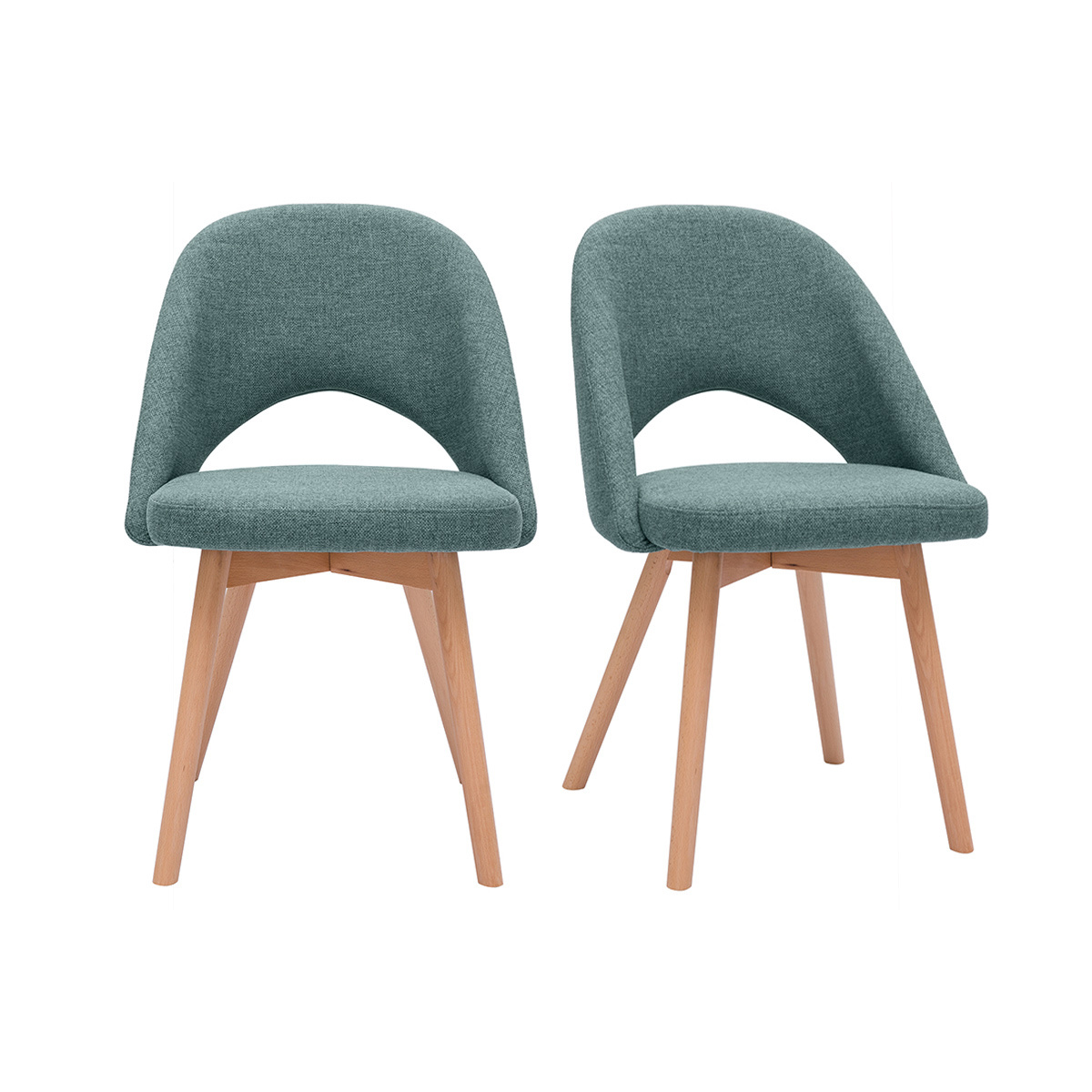 Chaises scandinaves en tissu vert de gris et bois clair (lot de 2) COSETTE