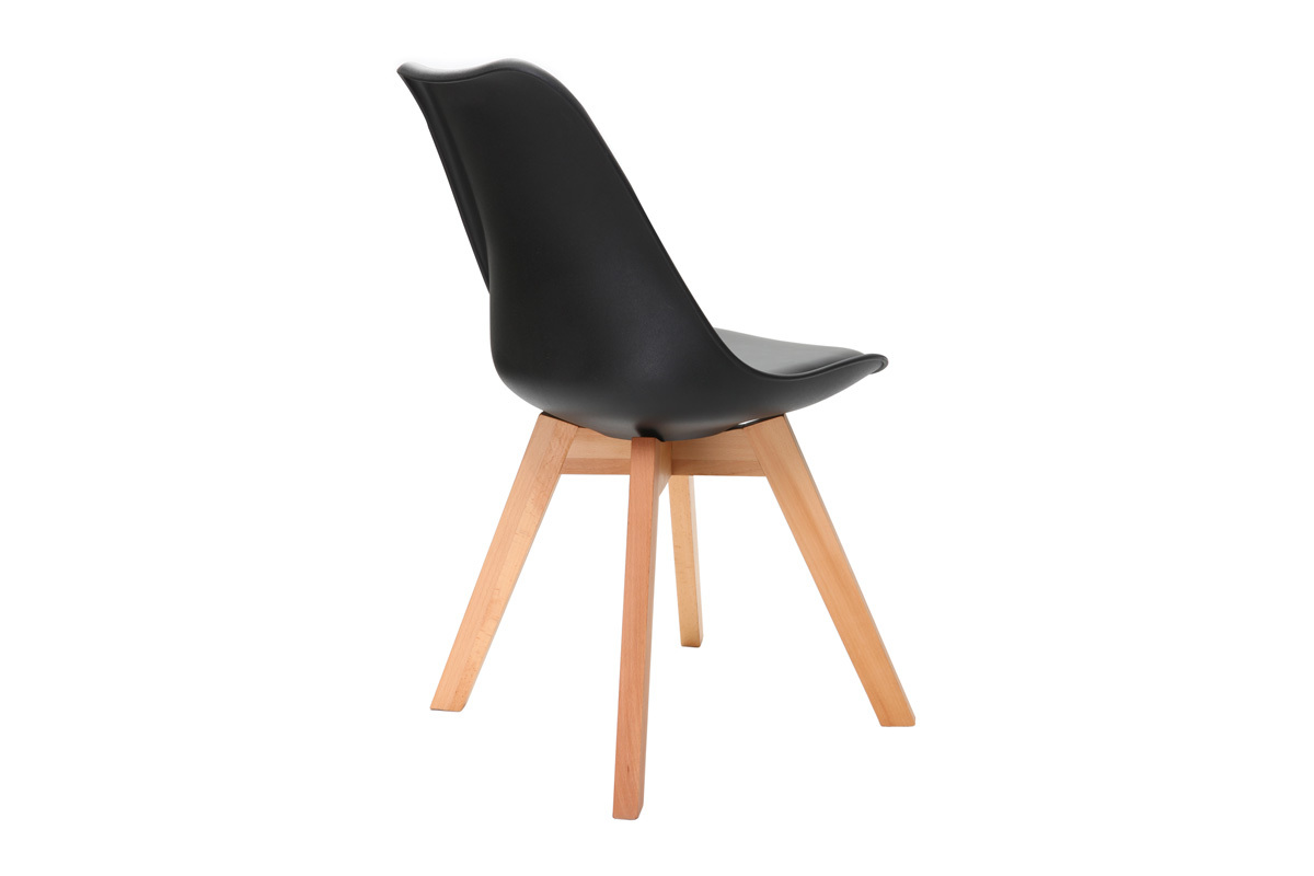 Chaises scandinaves noir et bois clair (lot de 4) PAULINE