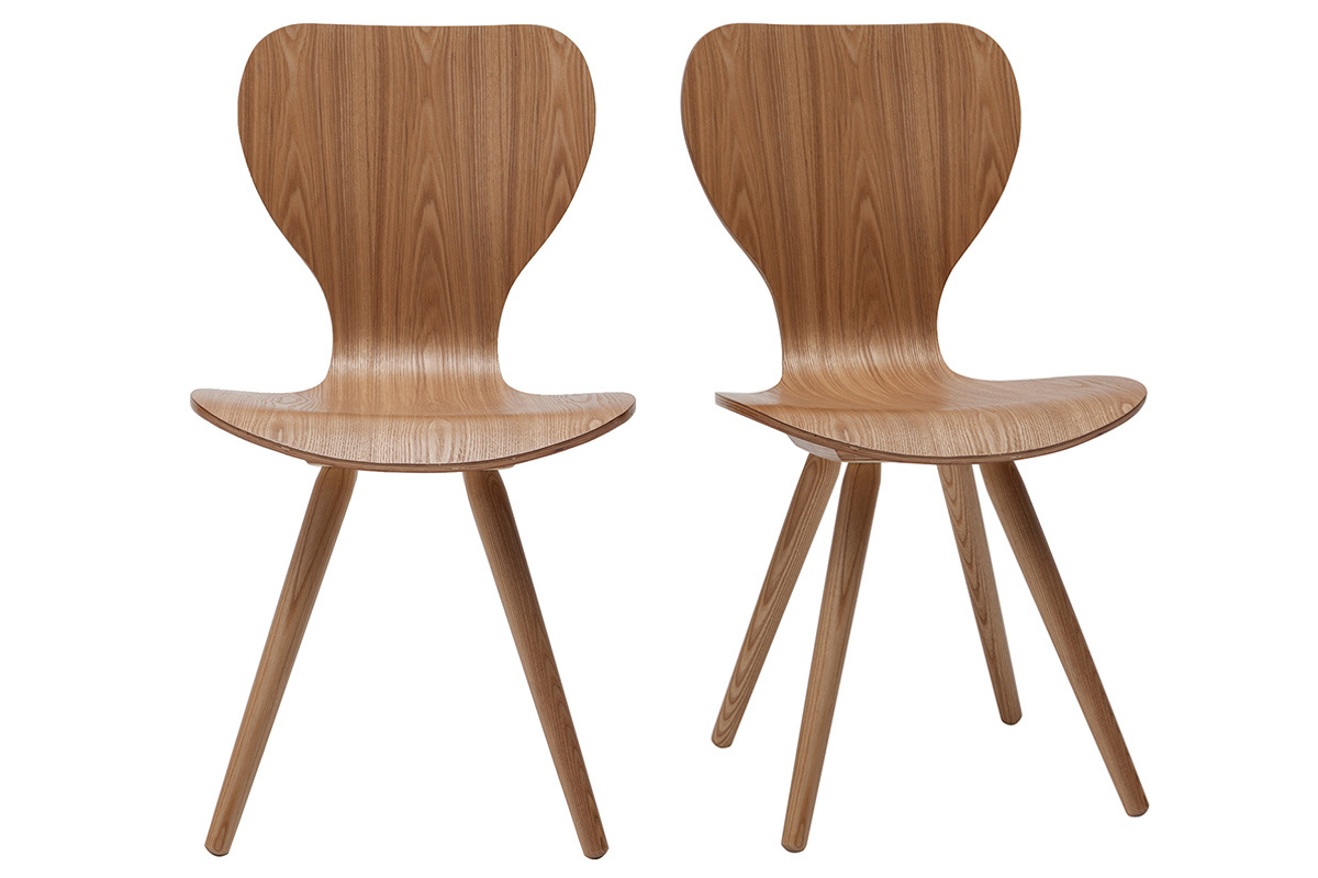 Chaises vintage en bois clair (lot de 2) NORDECO