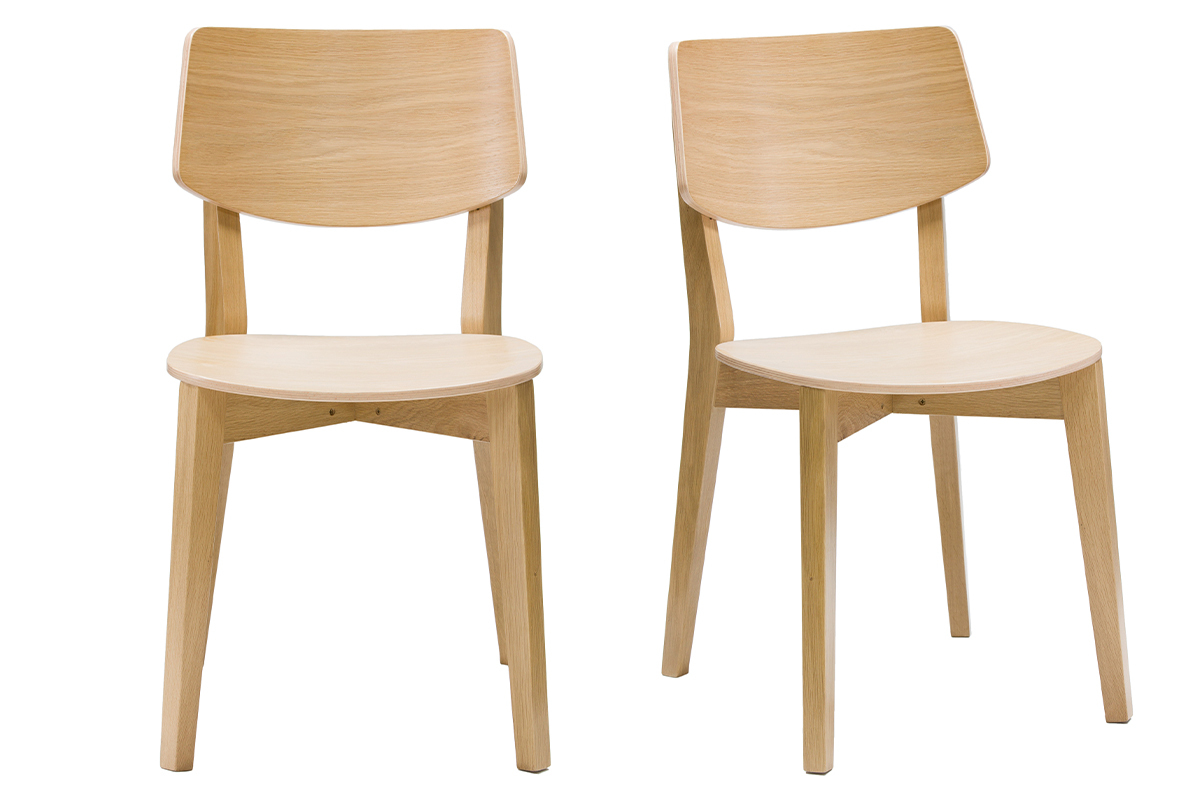 Chaises vintage en bois clair chne (lot de 2) AVEA