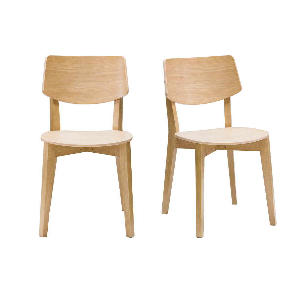 Chaises vintage en bois clair chêne (lot de 2) AVEA