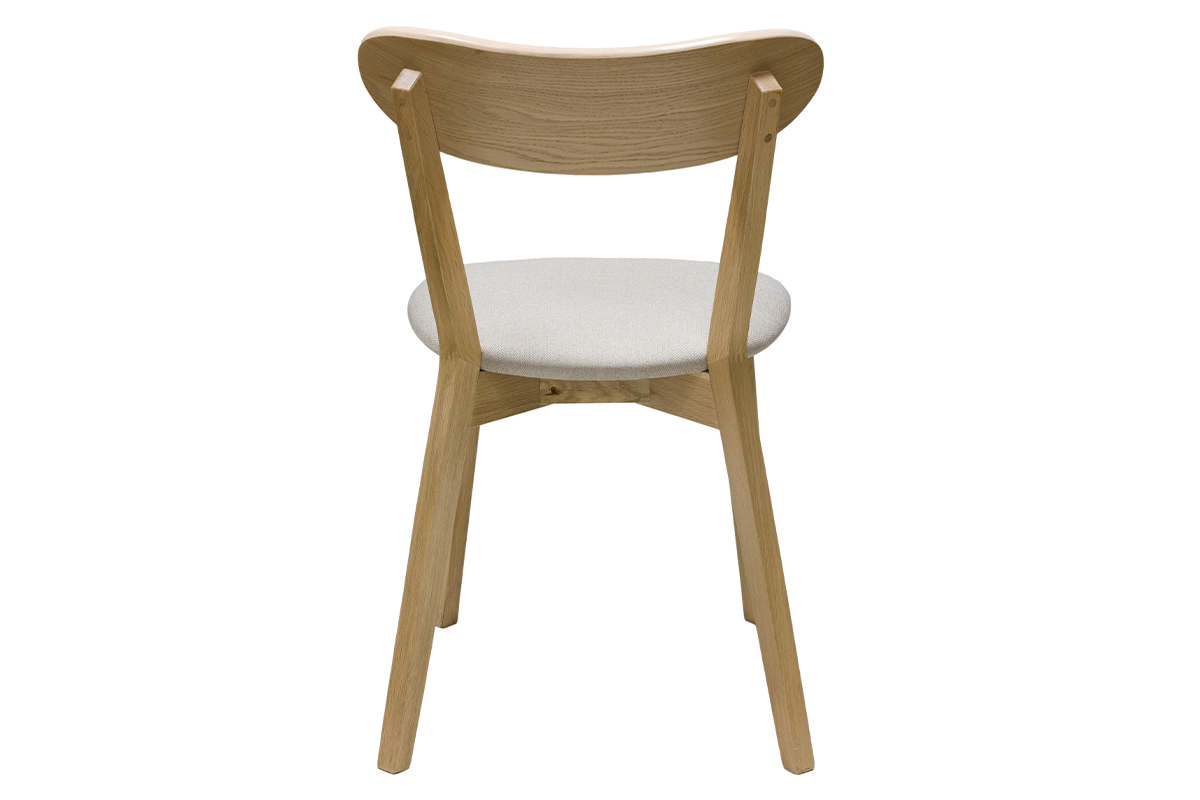 Chaises vintage en bois clair chne et tissu beige (lot de 2) DOVE