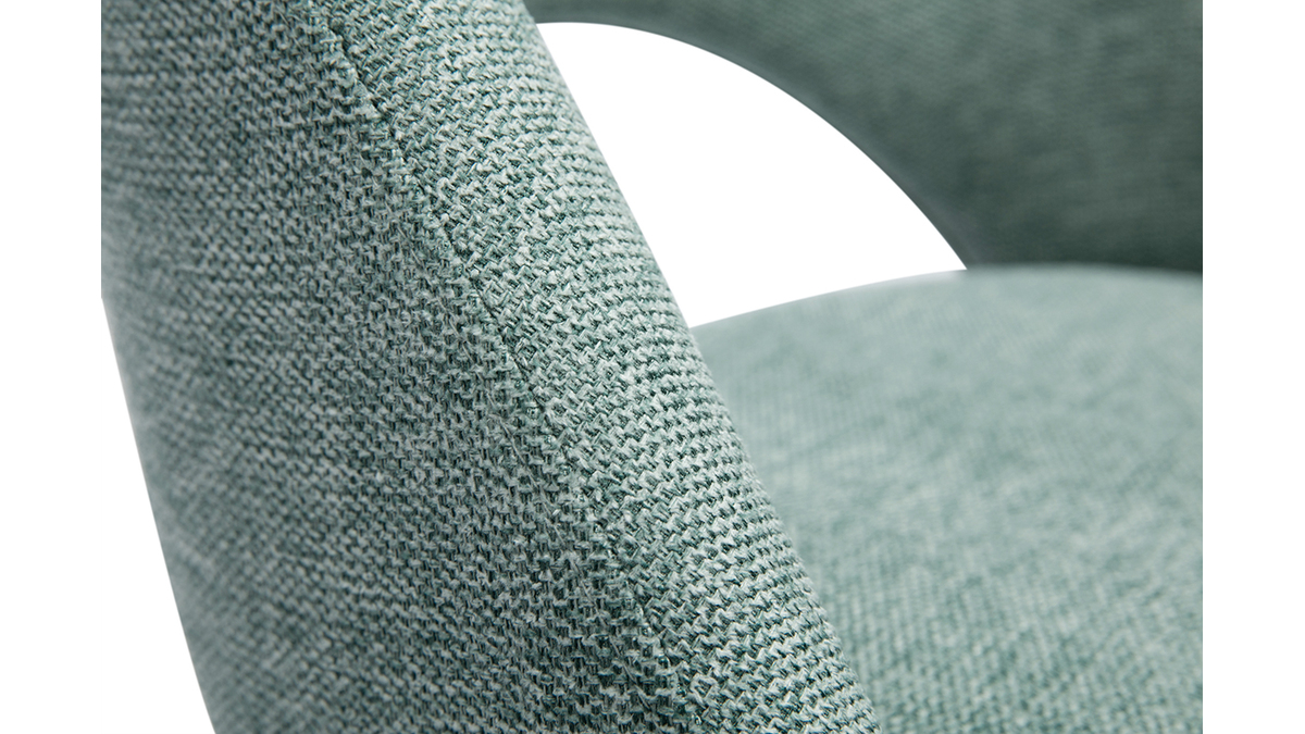 Chaises vintage en tissu effet velours textur vert cladon et mtal noir (lot de 2) COSETTE
