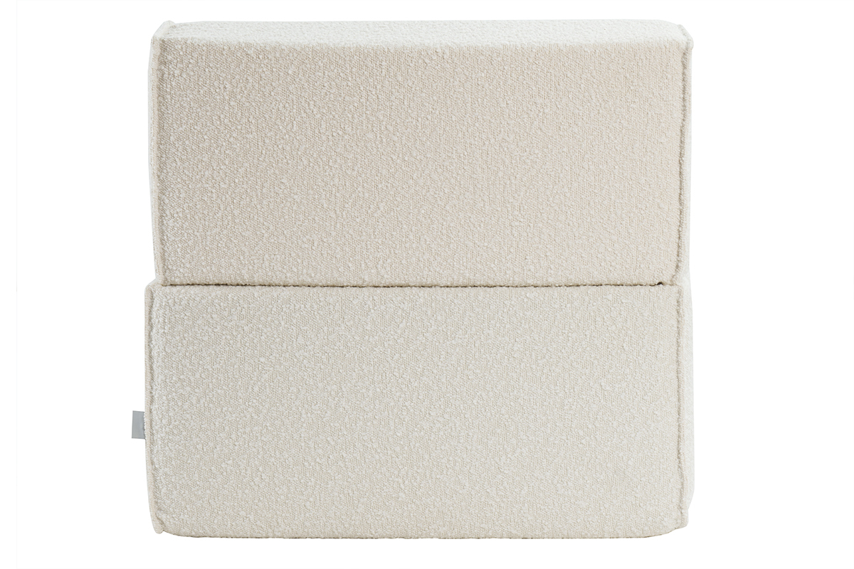 Chauffeuse 1 place convertible en tissu effet laine boucle blanc VICTOR