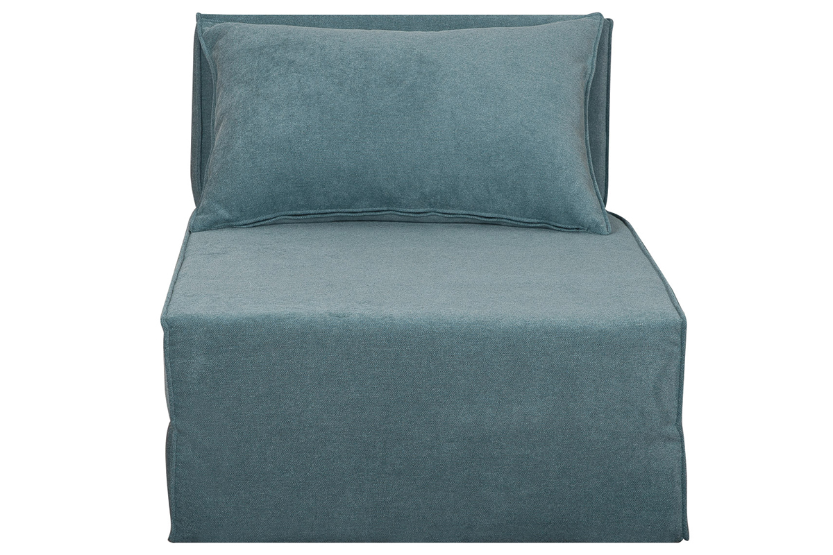 Chauffeuse 1 place convertible en tissu effet velours bleu VICTOR