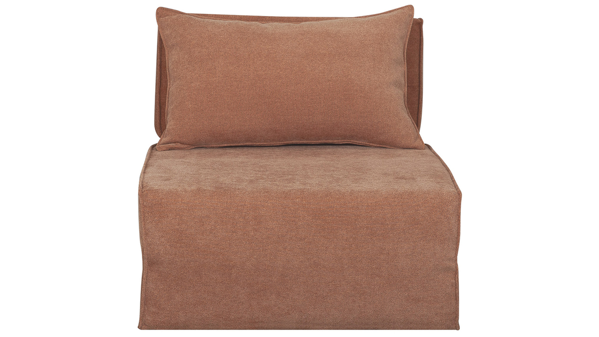 Chauffeuse 1 place convertible en tissu effet velours terracotta VICTOR