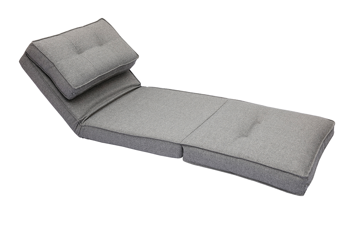 Chauffeuse 1 place convertible en tissu gris chin SALLY