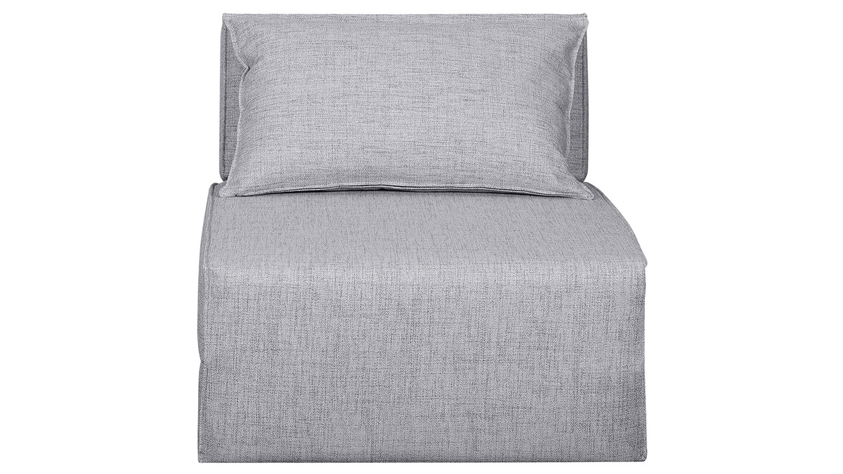 Chauffeuse 1 place convertible en tissu gris clair VICTOR