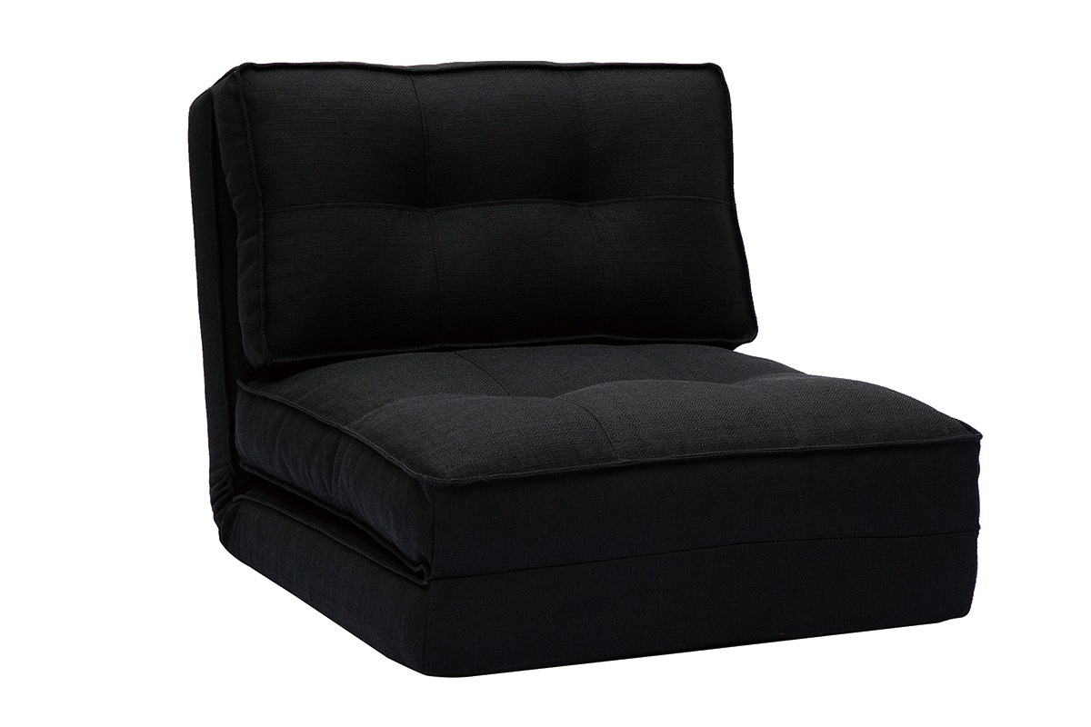 Chauffeuse 1 place convertible en tissu noir SALLY