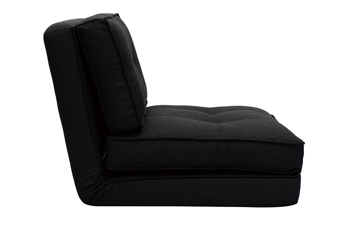 Chauffeuse 1 place convertible en tissu noir SALLY