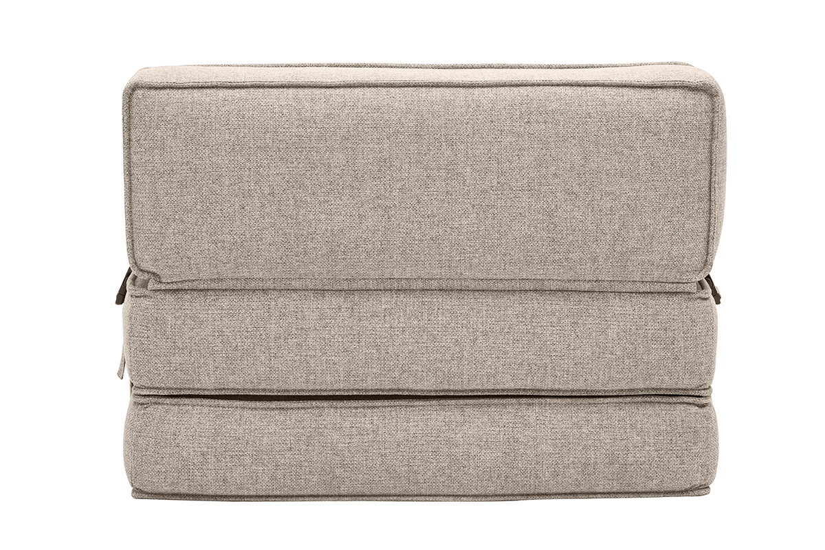 Chauffeuse 1 place convertible en tissu taupe KATY