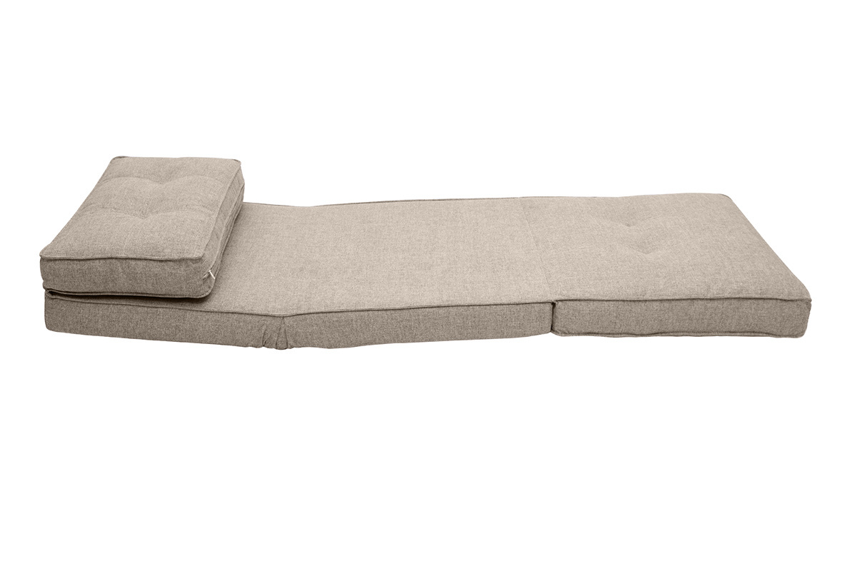 Chauffeuse 1 place convertible en tissu taupe SALLY