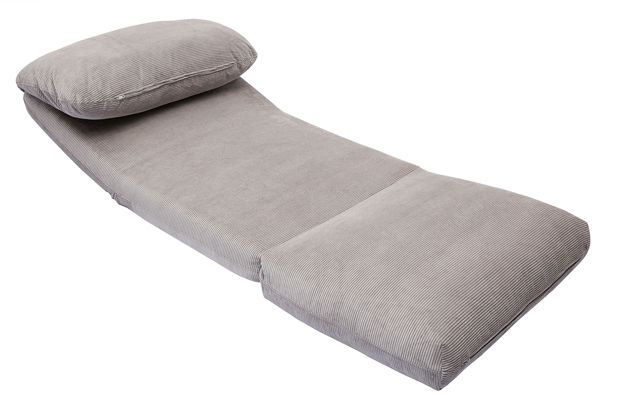 Chauffeuse 1 place convertible en tissu velours ctel gris clair SPENCER