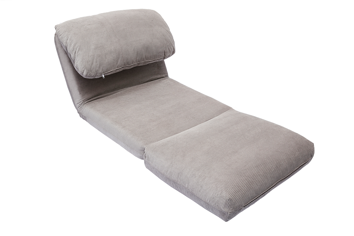 Chauffeuse 1 place convertible en tissu velours ctel gris clair SPENCER