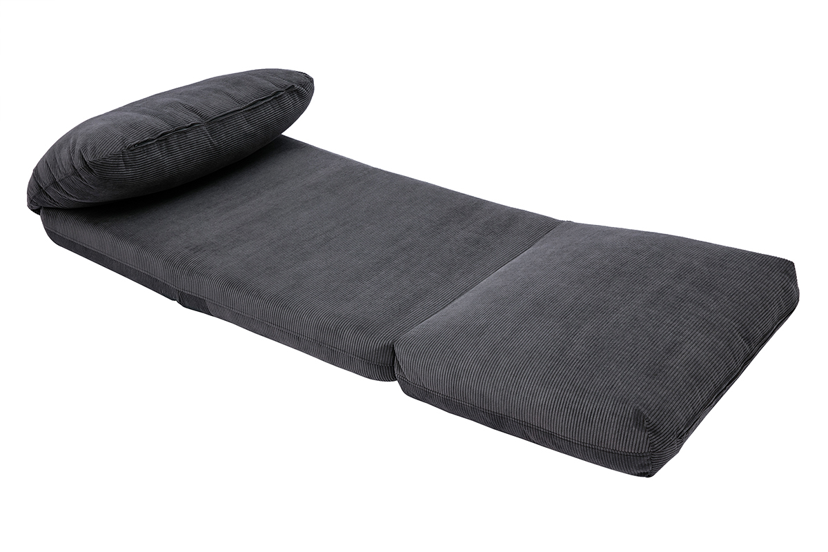 Chauffeuse 1 place convertible en tissu velours ctel gris fonc SPENCER