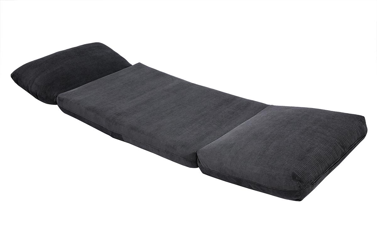 Chauffeuse 1 place convertible en tissu velours ctel gris fonc SPENCER