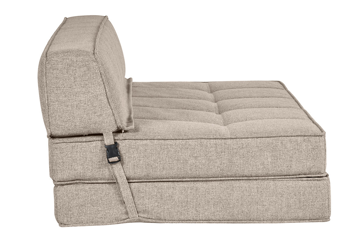 Chauffeuse 2 places convertible en tissu taupe KATY