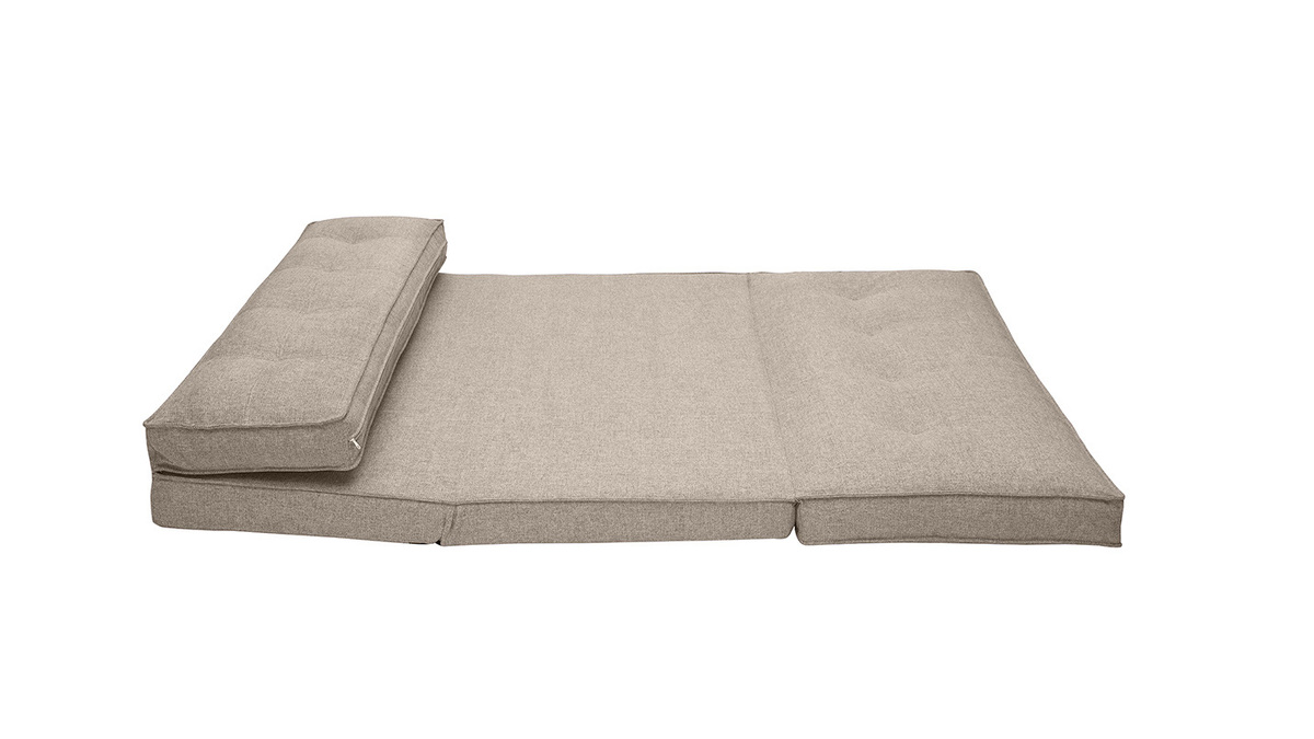 Chauffeuse 2 places convertible en tissu taupe SALLY