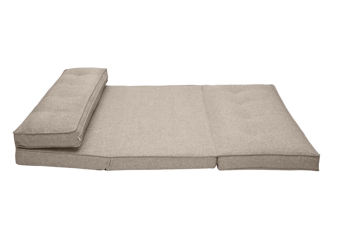 Chauffeuse 2 places convertible en tissu taupe SALLY