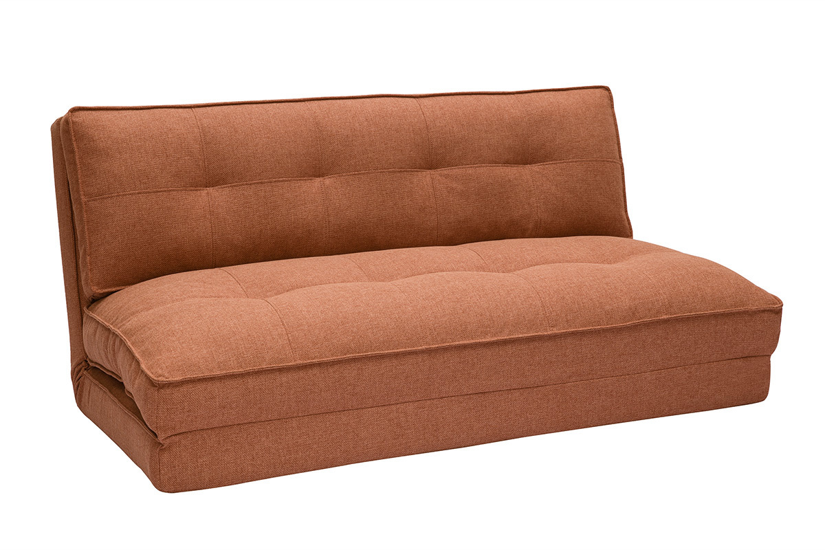 Chauffeuse 2 places convertible en tissu terracotta SALLY