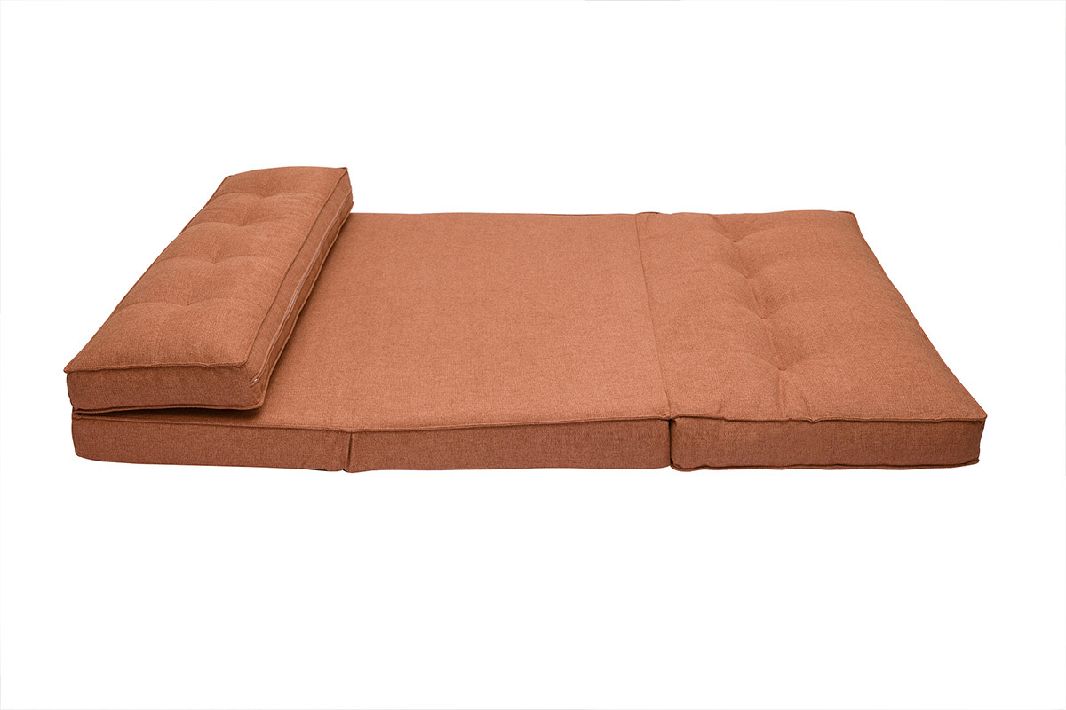 Chauffeuse 2 places convertible en tissu terracotta SALLY